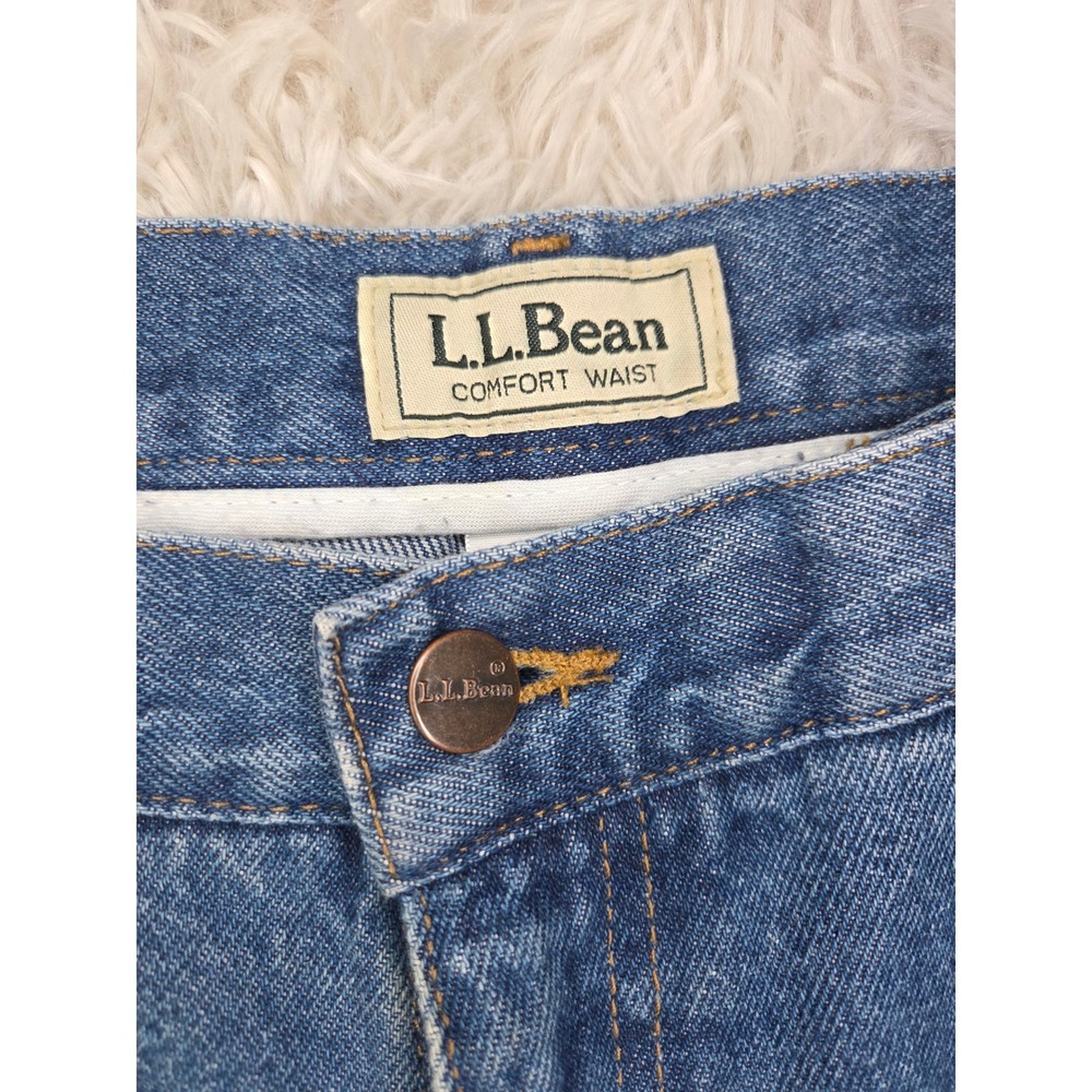 LL Bean Mens Double L Relaxed Straight Blue Denim Jeans 34x29 Medium Wash - Picture 6 of 8